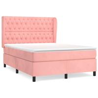 Boxspring met matras fluweel roze 140x200 cm - thumbnail