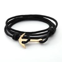 Legering anker charme meerlaagse lederen vriendschap armbanden (zwart) - thumbnail
