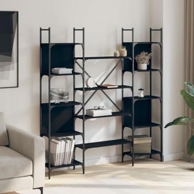 Boekenkast 155,5x24x166,5 cm bewerkt hout zwart