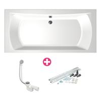 Xenz Robijn Duobad - 180x80x48 - afvoer Midden - acryl - wit 6987-01 - thumbnail