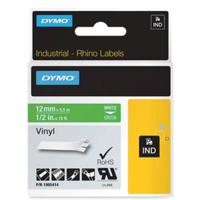 Dymo RHINO vinyltape 12 mm, wit op groen - thumbnail