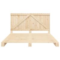 Bedframe met hoofdbord massief grenenhout 200x200 cm - thumbnail