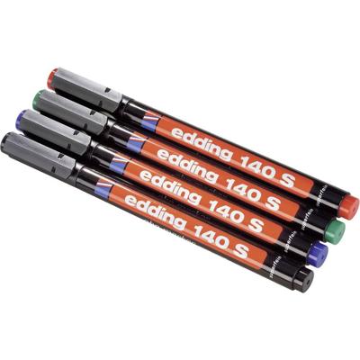Edding 140 S 4-140-4 Foliestift Zwart, Rood, Blauw, Groen Watervast: Ja