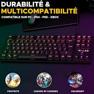 Gamingtoetsenbord - Het G-Lab - KEYZ PLATI. TKL - TKL-formaat - Mechanisch (rode schakelaar) - Laag profiel - RGB - Zwart