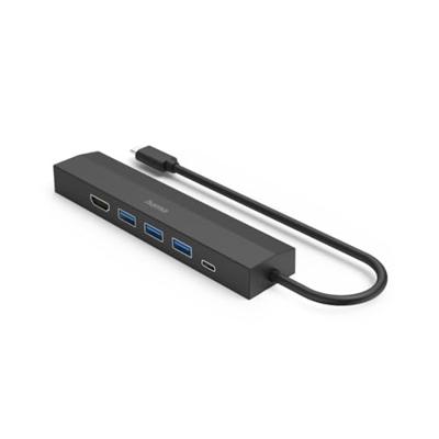 Hama USB-C Hub Multiport 6 Ports 3 x USB-A USB-C HDMI LAN/Ethernet USB Hub Zwart - thumbnail