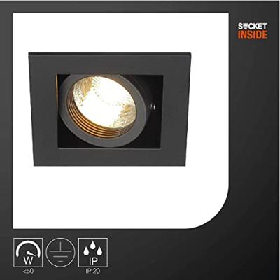 SLV InbouwspotKadux 1 GU10 Square 9cm zwart - 115510