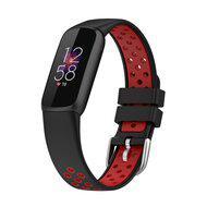 Fitbit Luxe - Siliconen sportbandje - Maat: Large - Zwart + rood - thumbnail