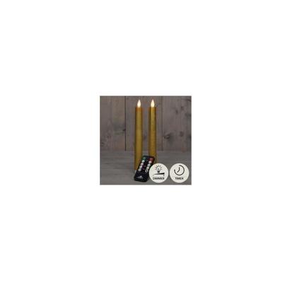 2PCS GOUD RUSTIEK WAX DINER KAARS 23CM BEW. VLAM MET AFSTANDS BEDIENING 2XAA - Annas collection