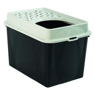 Rotho eco berty kattenbak met boveningang zwart/zand