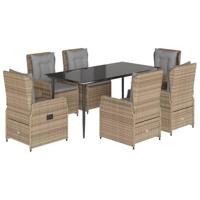7-delige Tuinset met kussens poly rattan beige - thumbnail