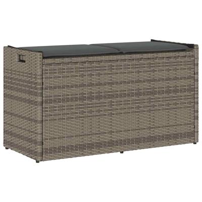 Opbergbank met kussen voor buiten 100 cm poly rattan grijs