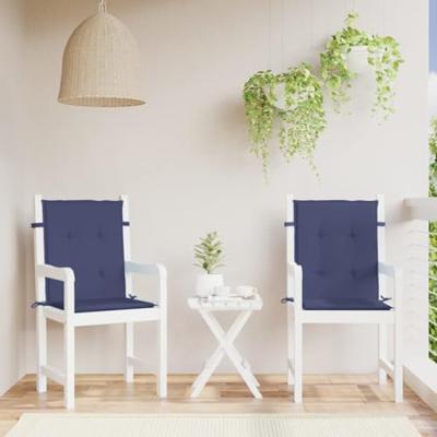 VidaXL Stoelkussens 2 st lage rug stof marineblauw VidaXL Stoelkussens 2 st lage rug stof marineblauw