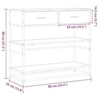 Wandtafel 90x35x80 cm bewerkt hout zwart - thumbnail