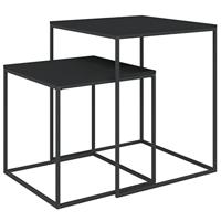 Salontafelset 2 st bewerkt hout en metaal - thumbnail