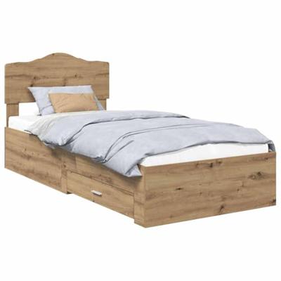 Bedframe met hoofdeinde Artisan Eiken 100 x 200 cm Bewerkt hout