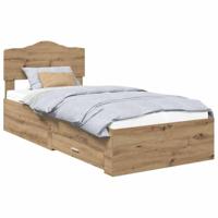 Bedframe met hoofdeinde Artisan Eiken 100 x 200 cm Bewerkt hout - thumbnail
