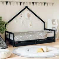 Kinderbedframe 80x200 cm massief grenenhout zwart - thumbnail