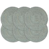 VidaXL Placemats 6 st rond 38 cm jute olijfgroen - thumbnail