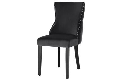 Chesterfield Stoel CASTLE DELUXE Zwart fluweel met leeuwenkop klinknagels - 45733