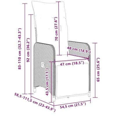 11-delige Bistroset met kussens poly rattan zwart