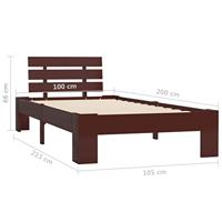 Bedframe massief grenenhout donkerbruin 100x200 cm - thumbnail