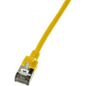 LogiLink CQ9017S RJ45 Netwerkkabel, patchkabel CAT 6A U/FTP 0.30 m Geel Extreem dun, Vlambestendig, Flexibel, Folie afscherming, Halogeenvrij, Snagless,