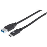 Manhattan 353373 USB-kabel USB 3.2 Gen1 USB-A stekker, USB-C stekker 1.00 m Zwart UL gecertificeerd - thumbnail