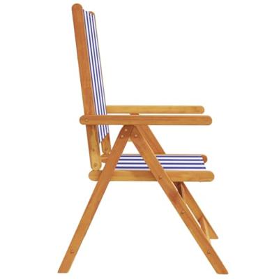 Tuinstoelen 2 st massief acaciahout en stof blauw en wit - thumbnail