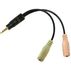 LogiLink CA0021 Adapter Jackplug Audio Adapter [1x Jackplug male 3,5 mm - 2x Jackplug female 3,5 mm] Zwart