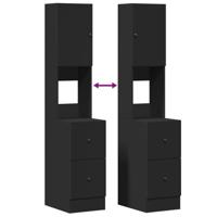 Keukenkast 35x50x180 cm bewerkt hout zwart - thumbnail