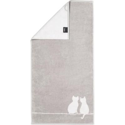 Cawö Cawö Cute Cats 6263 Handdoek 50x100 platin/wit - thumbnail