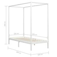 Hemelbedframe massief grenenhout wit 100x200 cm - thumbnail