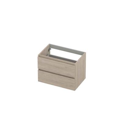 INK - Onderkast 2 Laden Greeploos met Houten Keerlijst - 700x450x520 Mm - Ivoor Eiken