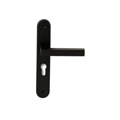 Hardbrass Deurkruk Geneve op ovaal langschild profielcilindergat 55mm - zwart