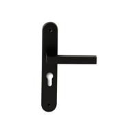 Hardbrass Deurkruk Geneve op ovaal langschild profielcilindergat 55mm - zwart - thumbnail