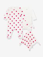 Geboortekoffertje katoen hart Petit Bateau wit - thumbnail