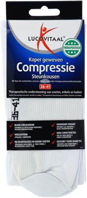 Lucovitaal Koper Geweven Compressie Steunkousen Wit 36-41