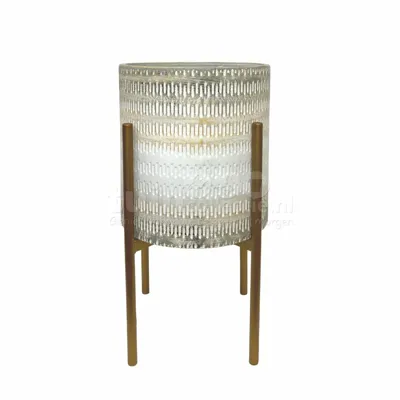 Bloempot op Standaard Wit en Koper Ø26cm