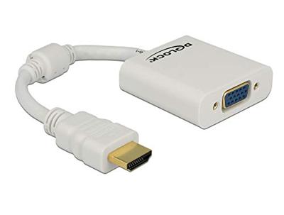 Delock 65346 HDMI / VGA Adapter [1x HDMI-stekker - 1x VGA-bus] Wit Met Ferrietkern 12 cm
