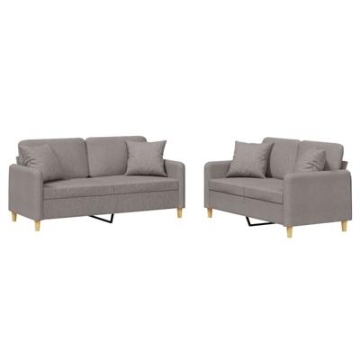 2-delige Loungeset met kussens stof taupe