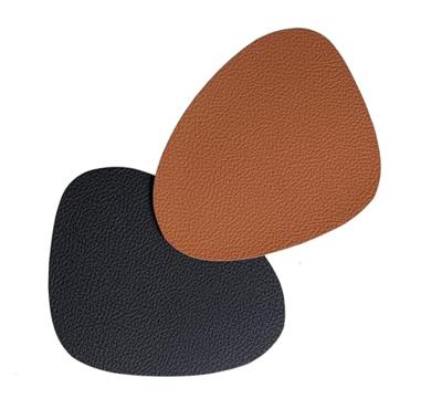 Cookinglife Onderzetters - Vegan leer - Zwart / Cognac - Organic - dubbelzijdig - 13 x 11 cm - 6 stuks