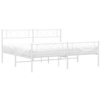 Bedframe met hoofd- en voeteneinde metaal wit 183x213 cm - thumbnail