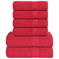 VidaXL 6-delige handdoekenset frogn 360 g/m² rood - thumbnail