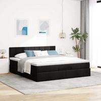 Ottoman bed met matras 180x200cm stof zwart - thumbnail
