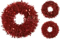 Kerstkrans Lametta Ø50cm Rood - thumbnail