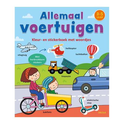 Kleur En Stickerboek Met Woordjes - Allemaal Voertuigen (3-5 Jaar)
