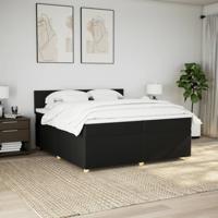 Boxspring met matras stof zwart 200x200 cm - thumbnail