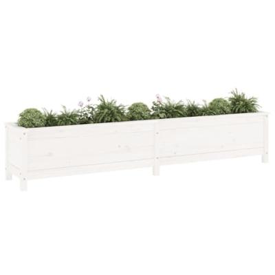 VidaXL Plantenbak verhoogd 199,5x40x39 cm massief grenenhout wit