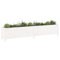 VidaXL Plantenbak verhoogd 199,5x40x39 cm massief grenenhout wit - thumbnail