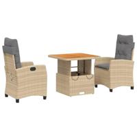 3-delige Tuinset met kussens poly rattan beige - thumbnail